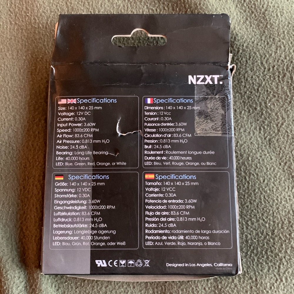 NIB NZXT 140mm LED Airflow Fan. 83.6 CFM/24.5 dBA - Picture 7 of 8